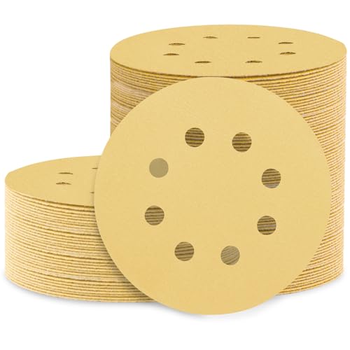 Image of 100PCS 5 Inch Sanding Discs, 8 Hole Hook and Loop 600 Grit Sandpaper, Round Sand Paper for Random Orbital Sander