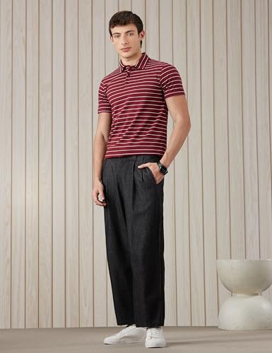 Image of Amazon Brand - Symbol Men's Cotton Rich Striper Polo Collar Striped Tshirts | Half Sleeves-Regular Fit (Available in Plus Sizes)