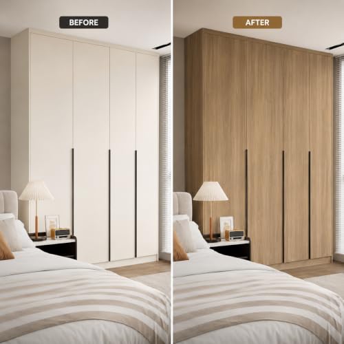 Image of HOME13 Wood Grain Wallpaper Peel and Stick Wood Contact Paper Self Adhesive Removable Thicken Wooden Wall Paper for Kitchen Cabinets Drawer Shelf Liner Waterproof(12x72 Inch, Ash Wooden)