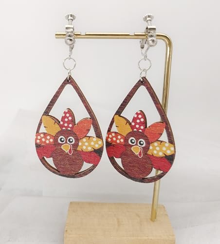 Aretes clip on de Acción de Gracias con calabaza y hoja de arce miniatura 2