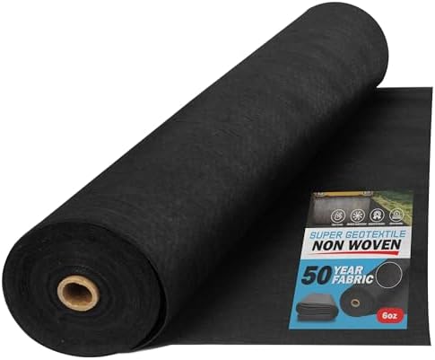 Super Geotextile 4, 6, 8 oz Non Woven Fabric for Landscaping, French Drains, Underlayment, Erosion Control, Construction Projects - 6 oz (3X50)