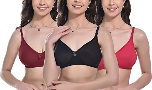 Image of FIMS - Fashion is my style Women Cotton Blend Non-Padded Bra Non-Wired Mould Seamless Cup Solid Bras Cup-B Pack of 1, Multicolor