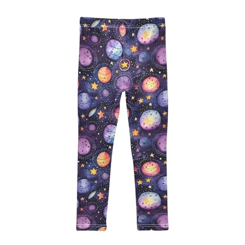 ALAZA Purple Star Solar System Planet Girls Leggings Ankle Length Basic Leggings Stretchy Pants for Yoga Dance2