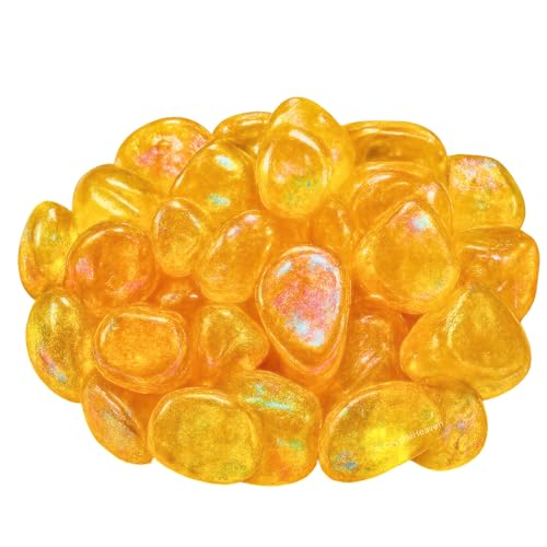 Image of Certified Tangerine Aura Quartz Crystal Healing Tumbled Stone, Natural Polished Crystals for DIY Crafts, Manifestation, Meditation, Pooja Feng Shui and Reiki Healing (30 Grams)