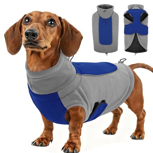 KONVINIT Dackel Pullover Fleece - Outdoor Hundemantel Gehäkelter Winterpullover mit Reflektoren und Öffnung für Geschirr, Ideal für Kalte Tage