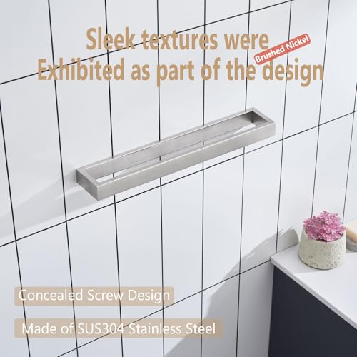 Image of KOKOSIRI Towel Bar Brushed Nickel Bath Towel Hanger Holder 16-Inch Kitchen Rack Stainless Steel for Bathroom Hardware Wall Mount, 1 Pack B4008BR-L16