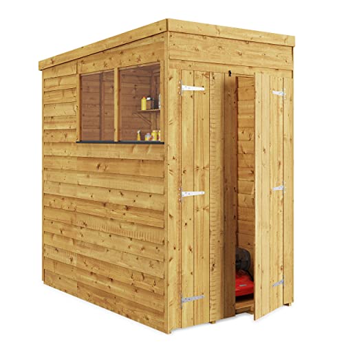 Gartenhaus aus Holz, 10 x 15 cm, anpassbare Türen und Fenster, 71 x 71 cm, überlappende verkleidete Wände, grünes Mineraldach, vielseitige Aufbewahrungslösung für den Außenbereich