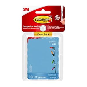 Command Decorating Clips, Value Pack of 40 Mini Hooks and 48 Small Adhesive Strips, Transparent – Hanging Clips for…