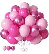 CVPARTON Baby Pink, Hot Pink, Metallic Pink Balloons, 55 PCS 12 Inch Assorted Colors - Perfect fo...