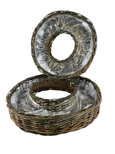Pflanzring Weide im 2er-Set - Mit Folie - Stilvoller Übertopf für Trauerfloristik & Dekoration (⌀ 40/50cm - H: 11/12cm)