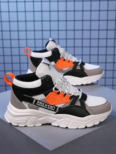 Faux Leather Colorblock Y2K High Top Sneakers with 2 Inch Platform Casual Streetwear Skate Shoes for Daily Wear Concert Travel Unique Unisex Chunky Style3