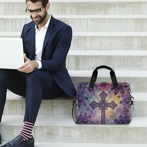 Maletín para portátil 15.6 pulgadas con asa y correa morado miniatura 3