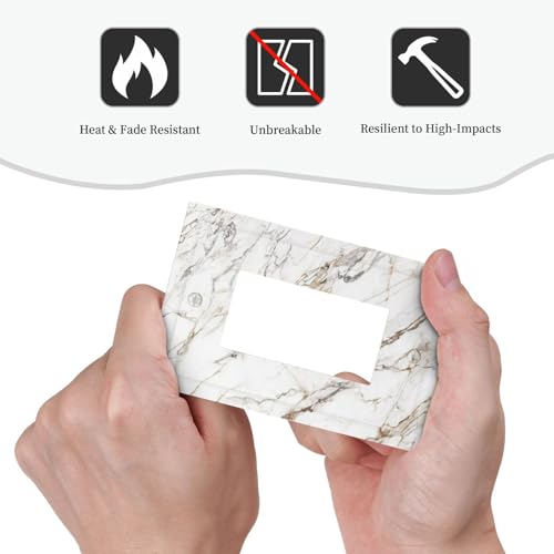 Thsanju Light Switch Cover Plate White Brown Marble Abstract Modern Luxury 1 Gang Outlet Covers Single Rocker Decorative Switch plates Electrical Wall Plates GFCI Receptacle for Bathroom Kitchen Decor by Thsanju - Used condition - Image 6