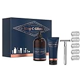 King C. Gillette Coffret Gamme Rasoir de Sûreté + Lames + Gel à Raser Transparent + Nettoyant Barbe/Visage 1 Unité