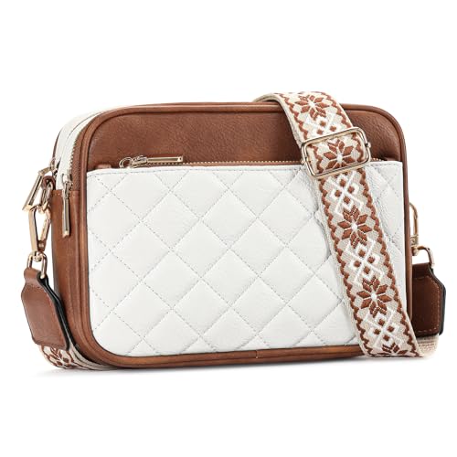 FALAN MULE Small Crossbody Bags for Women Pu Leather Triple Zip Cell Phone Handbag with Adjustable Shoulder Strap