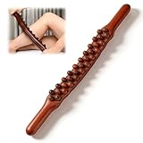 Gua Sha Wooden Therapy Stab mit 31 Massageperlen, Massagestab Holz für Faszienmassage und Muskelentspannung, Massagegerät für Rücken, Nacken und Beine