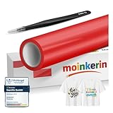 moinkerin Rojo​ Vinilo Termoadhesivo Textil y Vinilo Textil Termoadhesivo 30.5x200cm con Pinza Acero - PVC para Planchar Camisetas DIY y Telas​