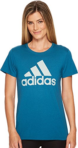 adidas Women's Badge of Sport Logo Tee, Real Teal/Ash Green, X-Large