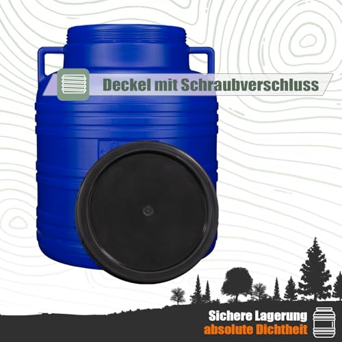 FIXKRAFT Weithalsfass Lebensmittelecht 20L Futtertonne Hund Gärbehälter Blaue Futter Tonne mit Deckel Maischefass Schraubdeckel 20 Liter Camping Kanister Gärfass