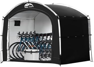 Happy Travel Bike Storage Shed Tent,Outdoor Portable Bicycle Storage Sheds with 210D Oxford Fabric PU4000 Waterproof for 2/3/4/6/8 Bikes,Bike Covers Shelter for Motorcycle,Garden Tools,Toys,Lawn Mower
