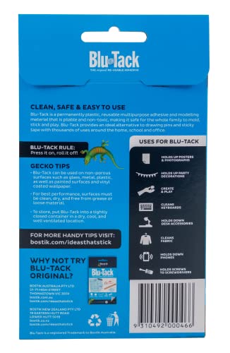 Bostik Blu-Tack Reusable Adhesive: 75G, 5 Strips- Orange, Green, Pink, Blue & Yellow / Assorted (Orange, Green, Pink, Blue & Yellow) #TOP1