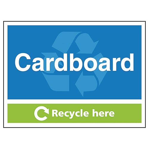Panneau de sécurité Carton Recycle Here en plastique rigide 2mm 400x300mm