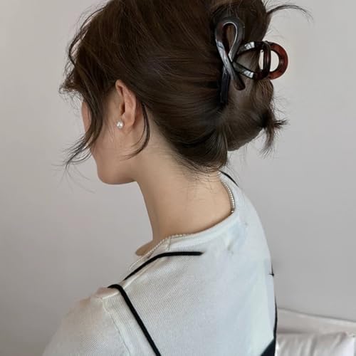 ヘアクリップ バンスクリップ リボン 小さめ おしゃれ 可愛い ヘアアクセサリー 髪留め 大人 しっかり留まる レディース ツヤ感のある赤茶色