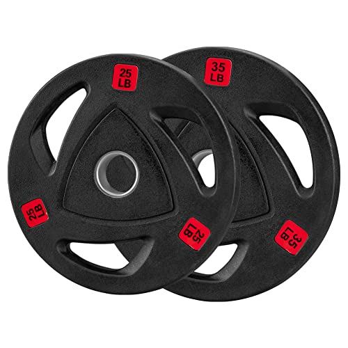 Fulvari Weight Plates 2-Inch Rubber Bumper Plates, Olympic Weight Plates, Bumper Plate Set - Singles Or Pairs For Strength Training, Weightlifting And Bodybuilding 25 Lbsx2 #TOP26