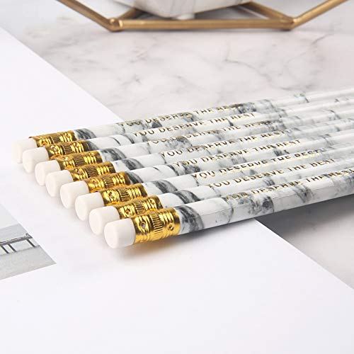 HB Wood Cased Graphite Pencil Set of 10pcs Marble Print Drawing Sketching Pencils with Latex Free Eraser, Home Office School Hign-end Fashion Writing Pens Art Supplies (10PCS Marble Style)