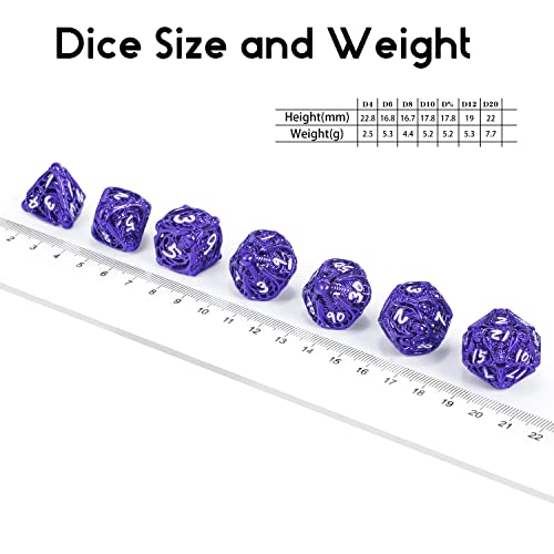 DNDND-Skull-Hollow-Dice-7-Pieces-Purple-Metallic-Hollow-DND-Dice-with-Grogeous-Gift-Case-for-DD-Dungeons-and-Dragon-Tabletop-Game-Purple-with-White-Number
