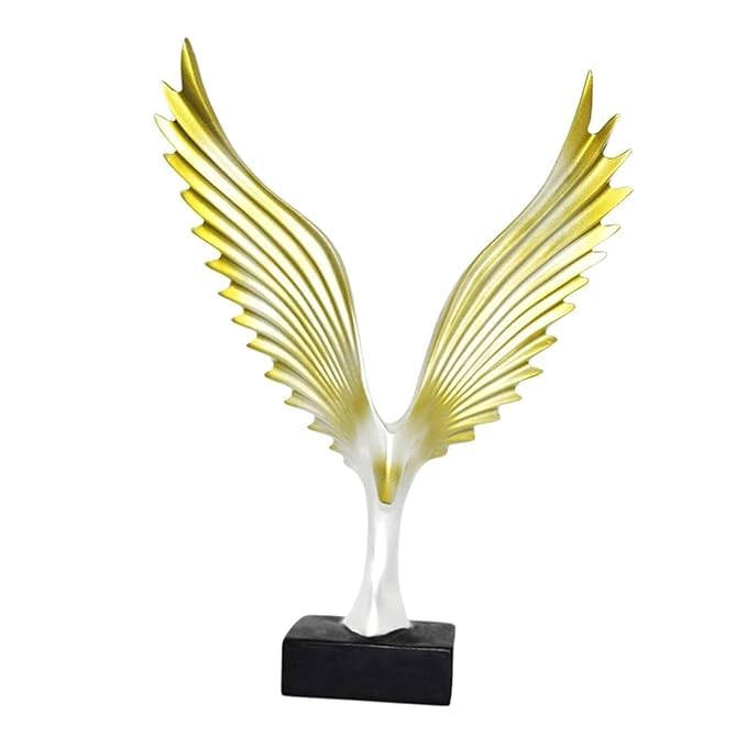 Image of Resin Eagle Wing Figurines Sculptures Home Decor Showpiece Feng Shui Vastu Eagle Wing Statue for Home Decor Showpiece (Multicolor) (Yellow)