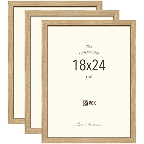 Vck 18X24 Poster Frame Set Of 3 - Oak, Natural Solid Wood Picture Frames, Wall Hanging #TOP22