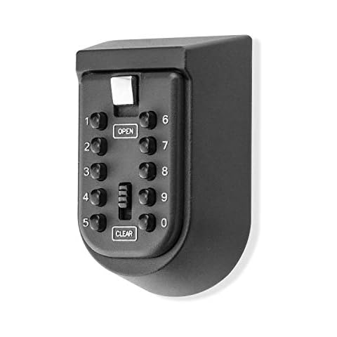 BenRich Outdoor Key Safe Wall Mounted, 10-Digits Combination Key Lock External Storage Box with Push Button Rubber Cover for Home Front Door Gate Elderly Carers Cover