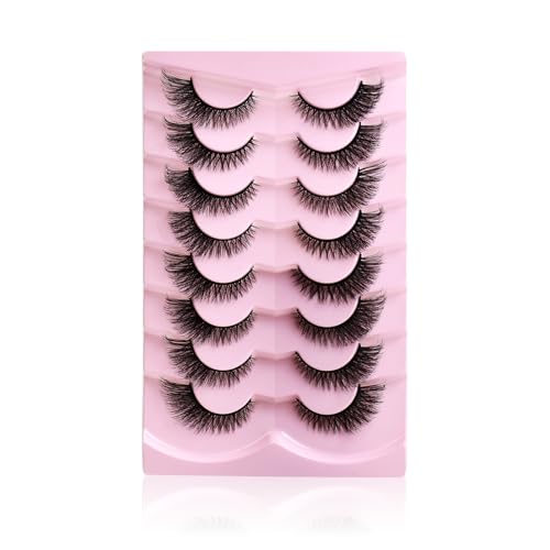 Faux cils fins, en œil de renard, artificiels, naturel, transparents, œil de chat, 8 paires (5-16 mm)