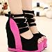 2020 Donna Scarpe Estate Donne Genuini Piattaforma Suole Spesse Sandali Zeppe Tacco Alto 14 cm Peep Toe Colori Misti Scarpe Sexy