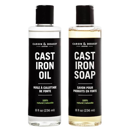 Comparison: Best Oil For Wok Seasoning 7 CARON & DOUCET - Cast Iron Cleaning & Conditioning Set: Seasoning Oil & Cleaning Soap | 100% Plant-Based | Best for Washing, Restoring & Seasoning Cast Iron Skillets, Pans & Grills! 8oz Each