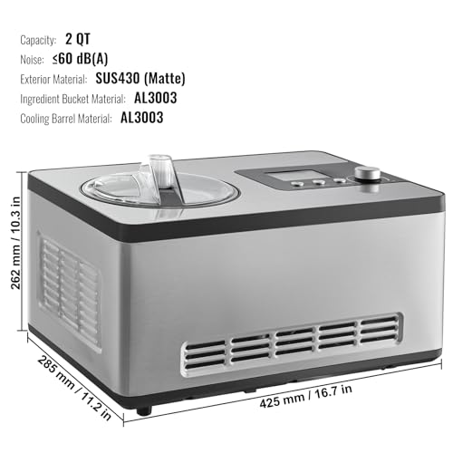 LCD zeigt -25°C an - Detailansicht von VEVOR 2L Kompressor Eismaschine 180 W Test – Dealfoxx.de