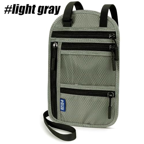 2-Pack RFID Blocking Passport Holder for Travel – Hidden Neck Wallet with Phone Pocket, Lightweight Under-Clothing Pouch Fits 7-inch phone & 2 Passports, Anti-Theft Organizer (Black & Light Gray)3