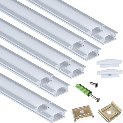 THMOOTHER 10-Pack 3.3FT 1M Recessed LED Strip Channel Diffuser System, 25X7MM Collar Aluminum Low...