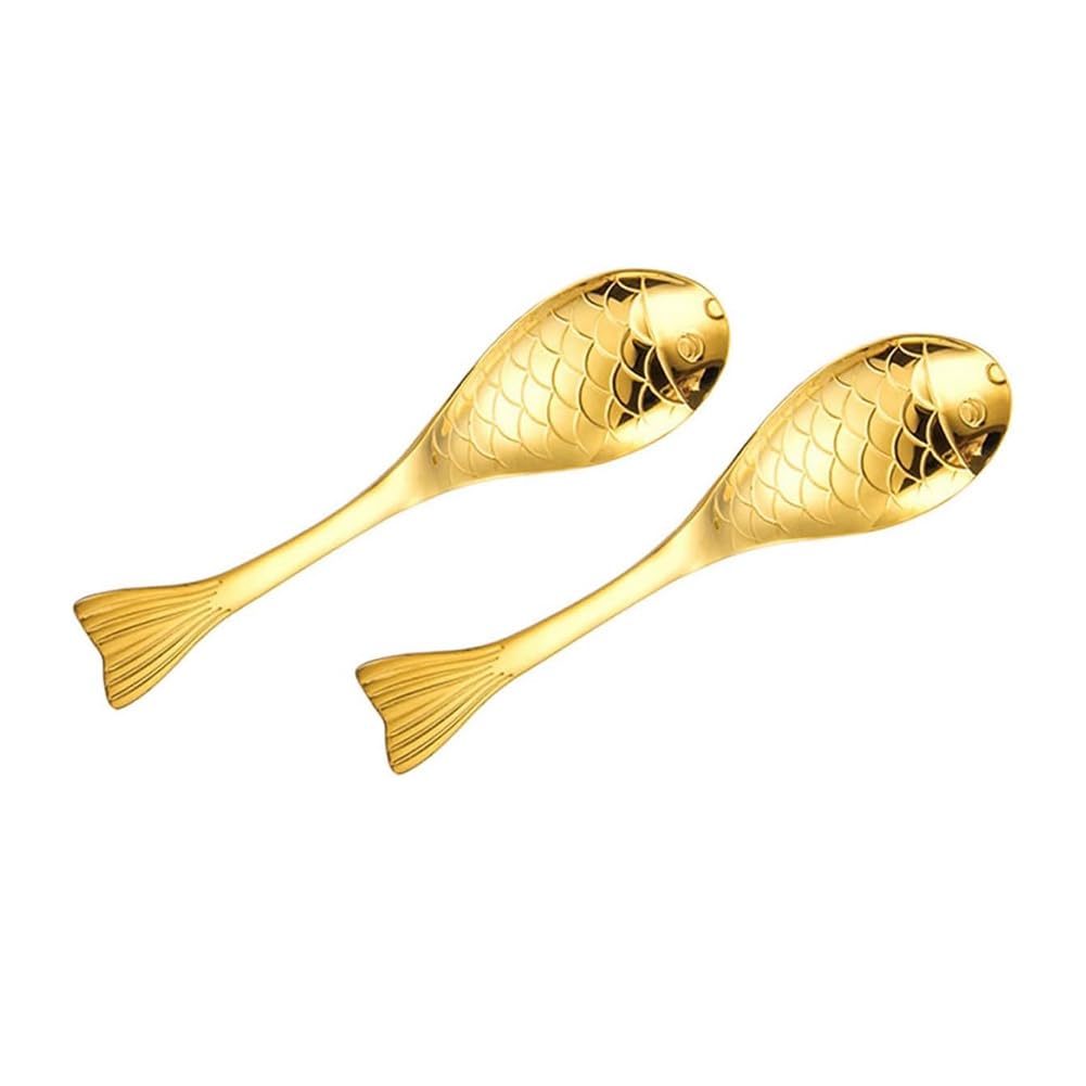 CTRLZS 2pcs Cartoon Fish Spoon Cutlery Mini Stirring Spoons Coffee Stirring Spoon Mini Coffee Spoons Kitchen Easy to Use About 13.3cm