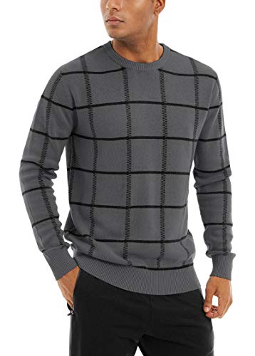 Magnivit Men's Long-Sleeve Crewneck Fleece Sweatshirt Fall Sweater Polo Dark Grey #TOP1