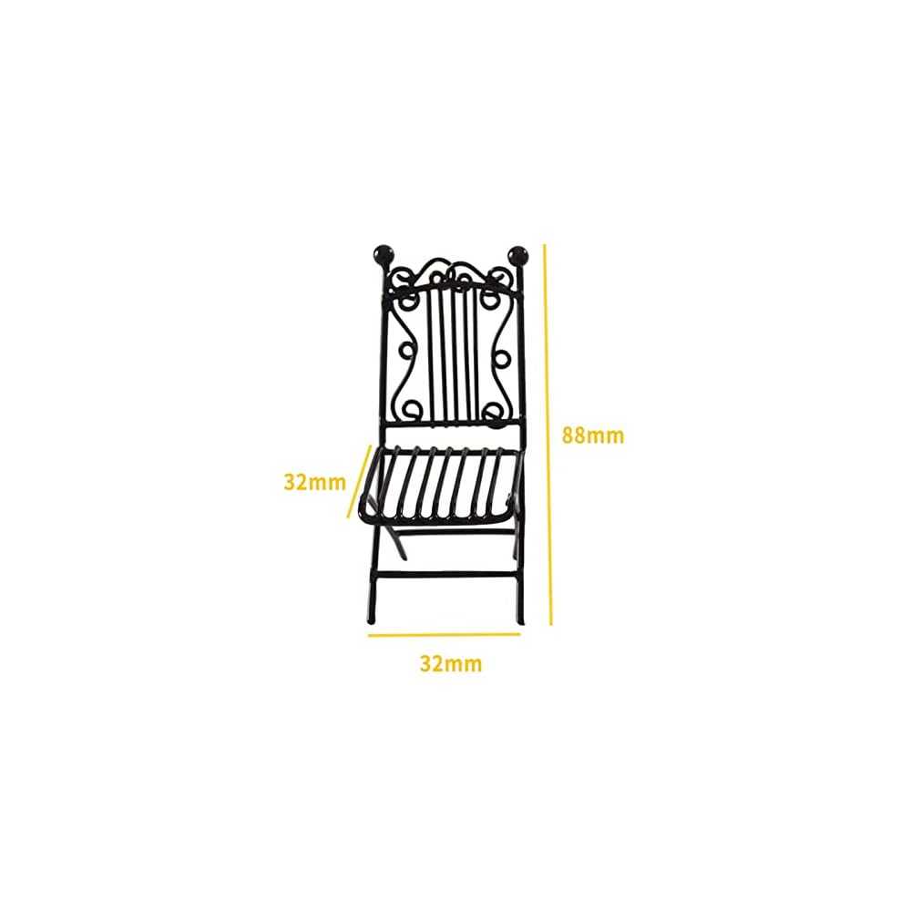 metal doll house bistro set, white miniature doll house table and chairs set, 1/12 scale miniature patio set fairy garden furniture ornaments micro decor