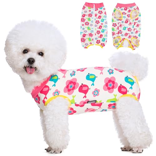Image of BRKURLEG Small Dog Recovery Suit After Spay, Back Zipper Post Surgery Suit for Dogs & Cats, Abdominal Wound Protection, Soft Anti-Licking Puppy Surgical Onesie Pajamas, Cone Alternative, XXL