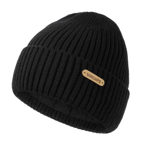 Wmcaps Kinder Wintermütze Mütze mit Warmem Fleecefutter Bequeme Strickmütze Wollmütze für Kinder im Alter von 2-5 Jahren Warmes Geschenke für Kleine Jungen und Mädchen Schwarz
