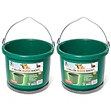 Farm Innovators HB-60 9 Quart 2 Gallon Plastic Heated Bucket w/Metal Handle, Built in Thermostat, & Anti Chew Cord Protector, 60 Watt, Green (2 Pack)