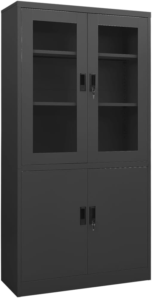 Office Cabinet Anthracite,Filing Cabinet,Freestanding Storage Cabinet,Multi-Function Cabinet,Media Cabinet,Modern Style,for Office,Home,School,Employee,35.4"x15.7"x70.9" Steel