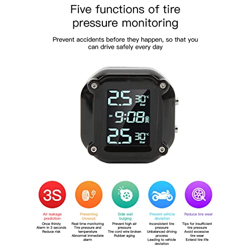 Reifendruckkontrollsystem Motorrad Motorrad Reifendruckkontrollsystem mit 2 Sensoren USB-Lade-LCD-Bildschirm IP67 Wasserdichtes TPMS für Sicheres Fahren