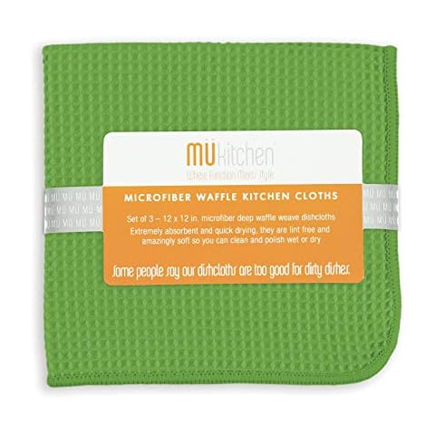 MU Kitchen 12" x 12" Waffle Microfiber Dish Cloth Set of 3, Cactus Cover