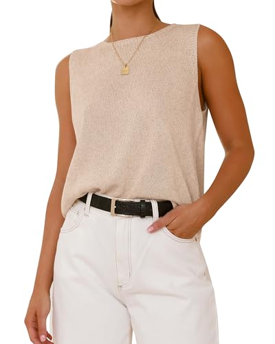 BTFBM Women's Sleeveless Sweater Vest 2025 Summer Crew Neck Ribbed Knit Lightweight Pullover Casual Loose Fit Tank Tops