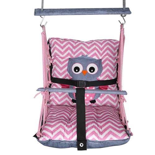 Windson Craft Cotton Baby Hanging Swing for Kids jhula 1-5 Years Swings Cradle Chair uyyala New Born Baby Gifts Foldable and Washable with Safety Belt, Home & Garden (New Owl)